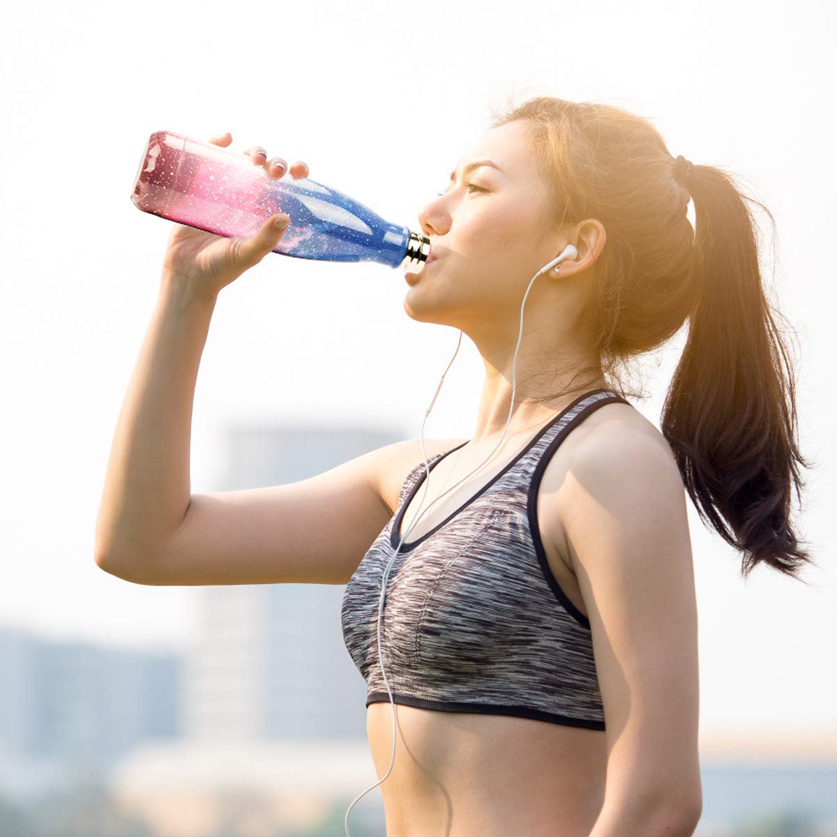 Termo de acero inoxidable – 350/500/750 ml, botella de agua aislada a prueba de fugas de doble pared, sin BPA, termo para niños, correr, ciclismo, camping, trabajo — view 5