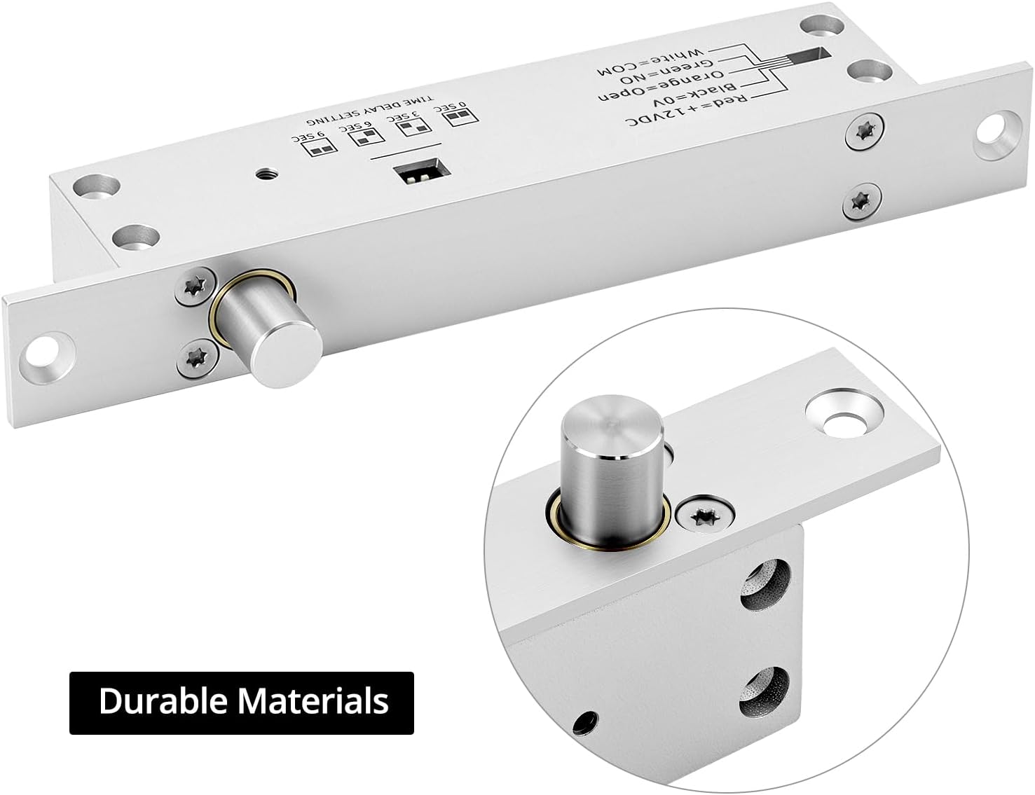 QWORK Electric Bolt Lock, Fail-Secure Deadbolt Electric Drop Bolt Lock - 12VDC - for Narrow Door Access Control System