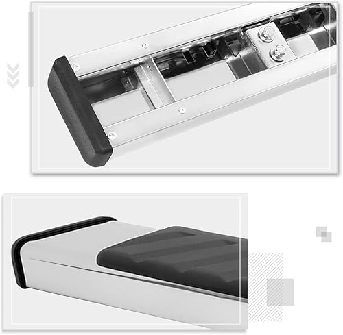 Miniatura 4 de PM PERFORMOTOR Par de estribos de acero inoxidable de 5 pulgadas de ancho compatibles con Silverado 1500 2500HD 3500HD Crew Cab  07-19 Sierra 1500