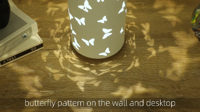 Image of Warm White Butterfly Night Light - USB Cordless Table Lamp with Rotating Projection, Portable Bedside Light for Bedroom, Coffee Shop, Gifts for Women, Mom, Birthday