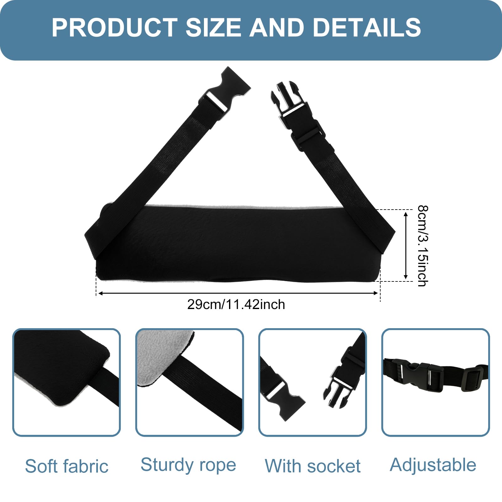 Bandeau Coussin Voyage Avion - Support Tête Ergonomique Réglable Pour Voiture, Train Et Bureau