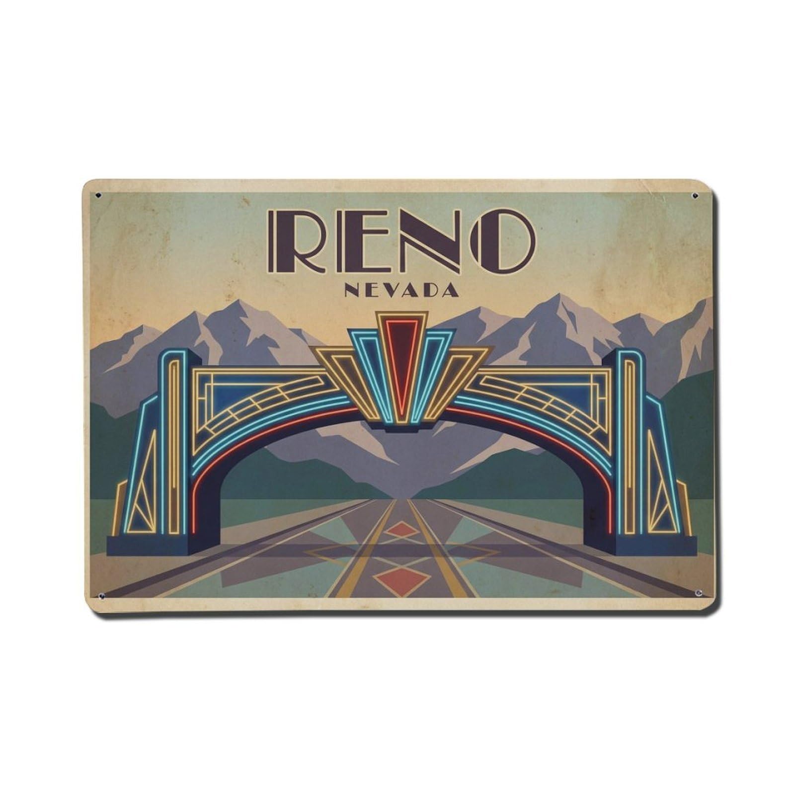Xanthor Style Retro Travel Usa Reno Metal Tin Sign