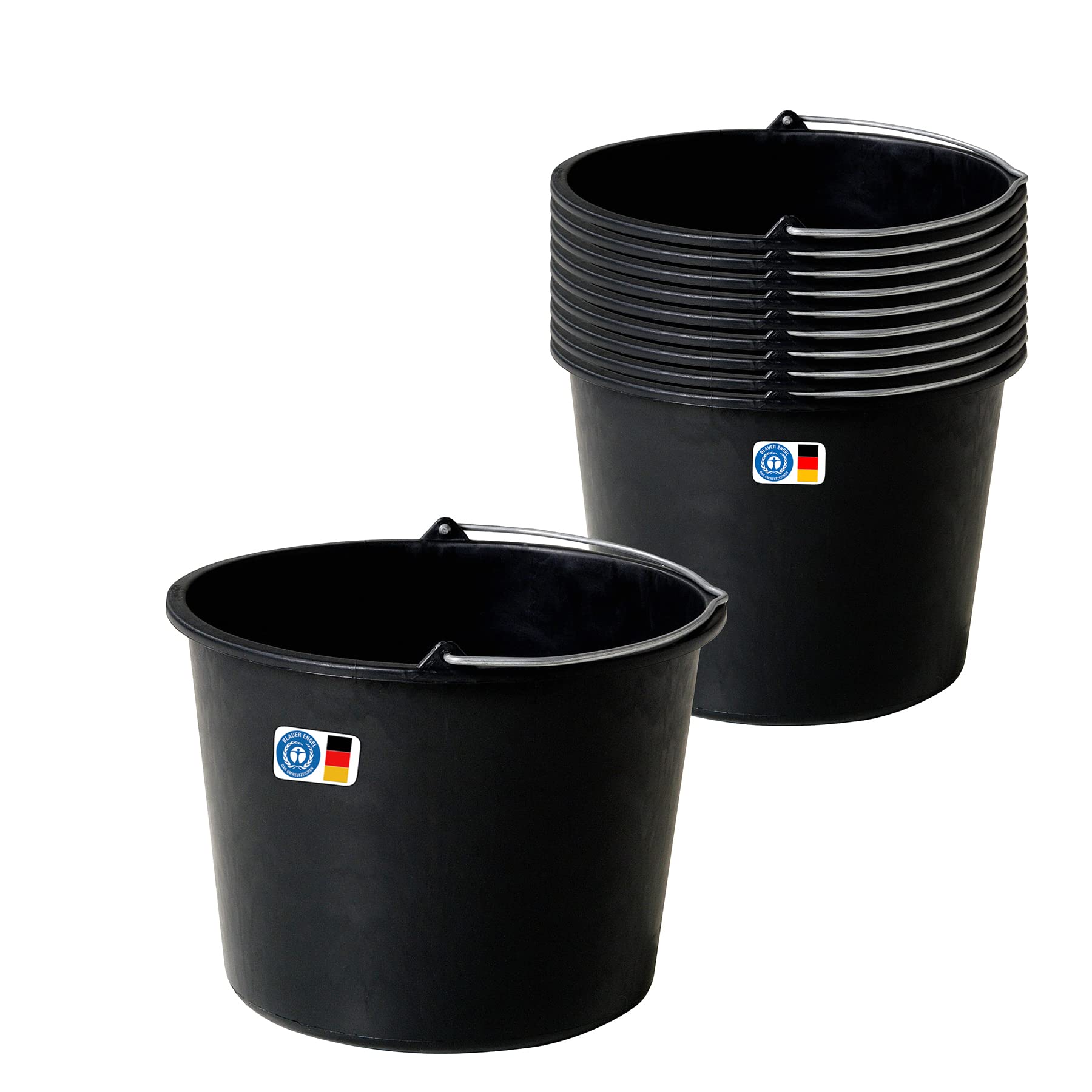 BigDean Lot de 10 seaux de chantier 20 l – Seau à mortier avec anse – Seau à eau stable avec graduation, motif ange bleu – Fabriqué en Allemagne