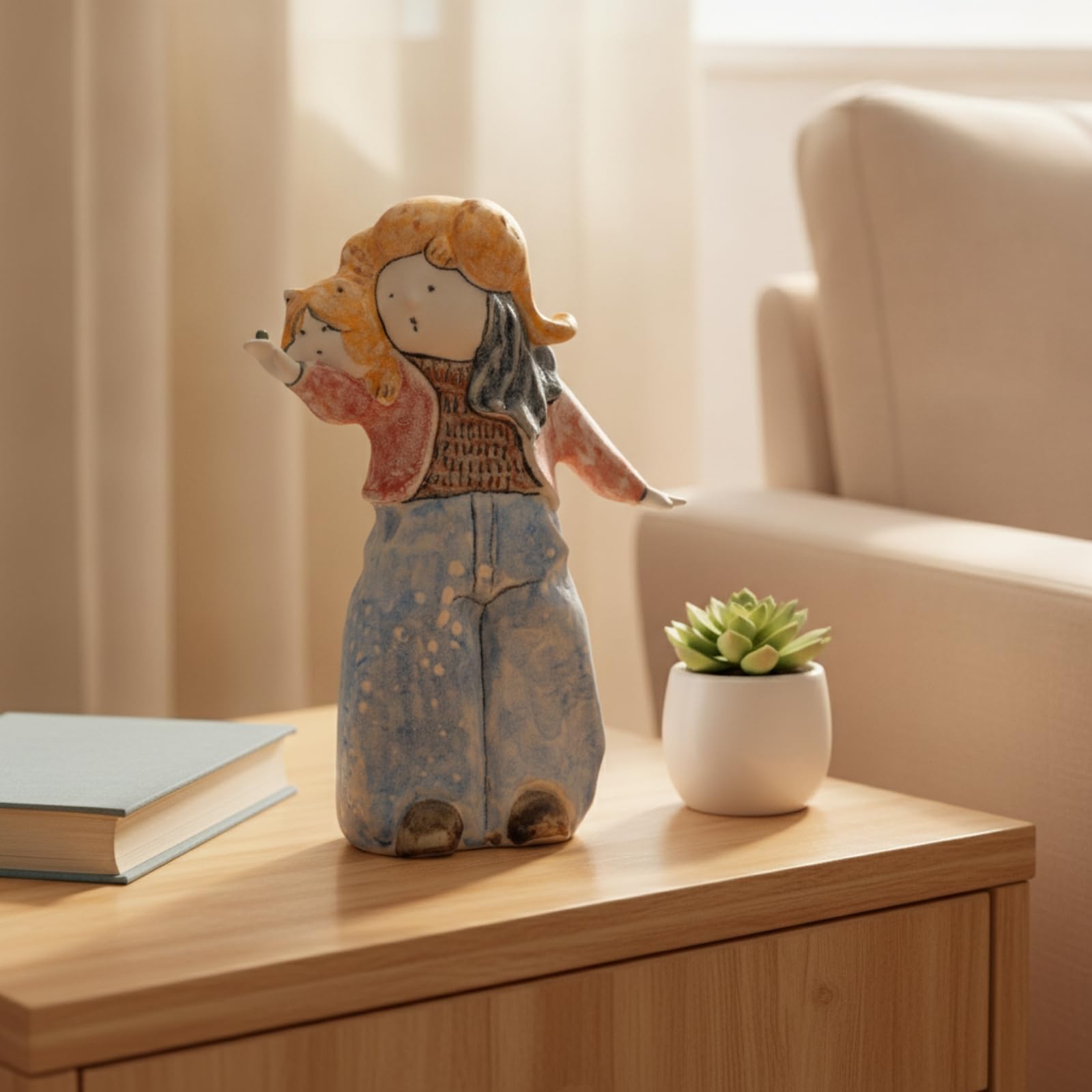 predolo Statuetta in Ceramica da Tavolo Statuetta Dipinta a Mano Rustico Figurina per Amanti Degli Artisti, Collezionisti, Consolle, J-3