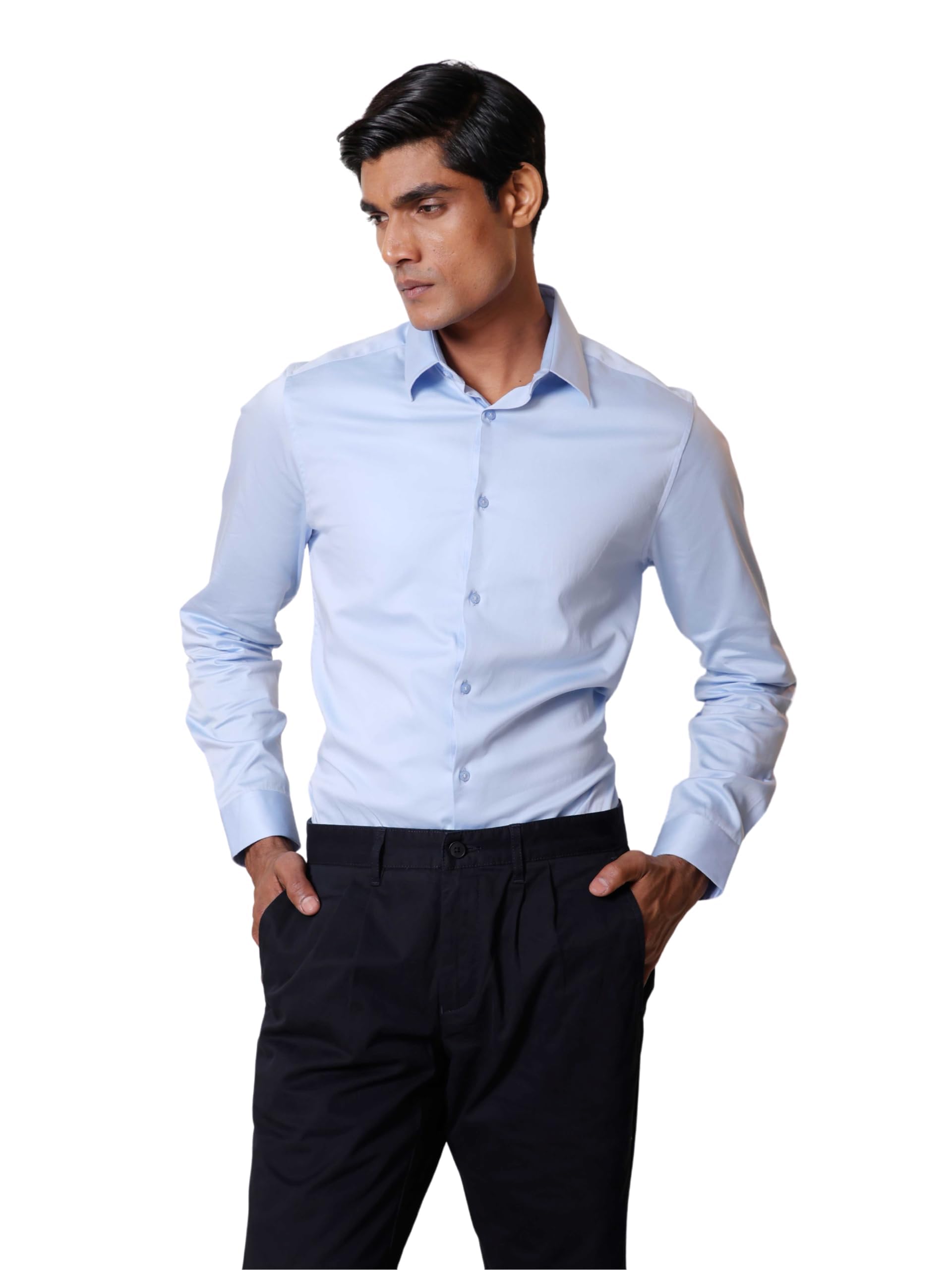 subtract Men's Slim Fit Solid Spread Collar Cotton Satin Evening Shirt | Stylish Men's Wear Shirt for Office or Party-picture-19