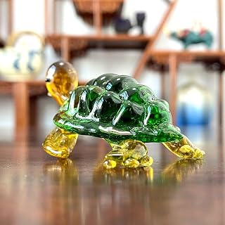 手吹きガラスウミガメの置物手作りクリスタルかわいい動物クラフト水槽使用飾りミニチュア家の装飾 (Color : green)