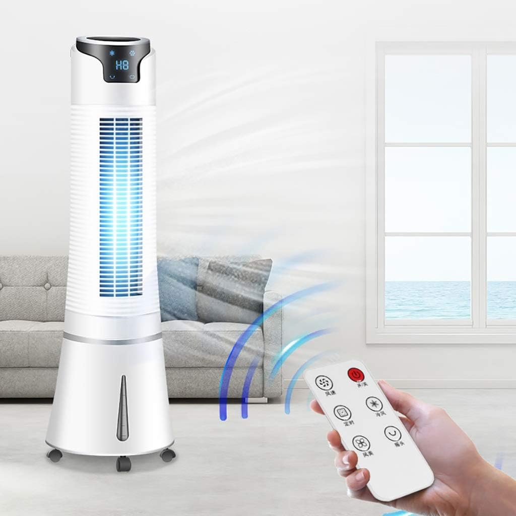 Tower Air Conditioning Fan Home Small Mobile Leafless Air Cooler Powerful Cooling Office Silent Air Conditioning with Timing Function White