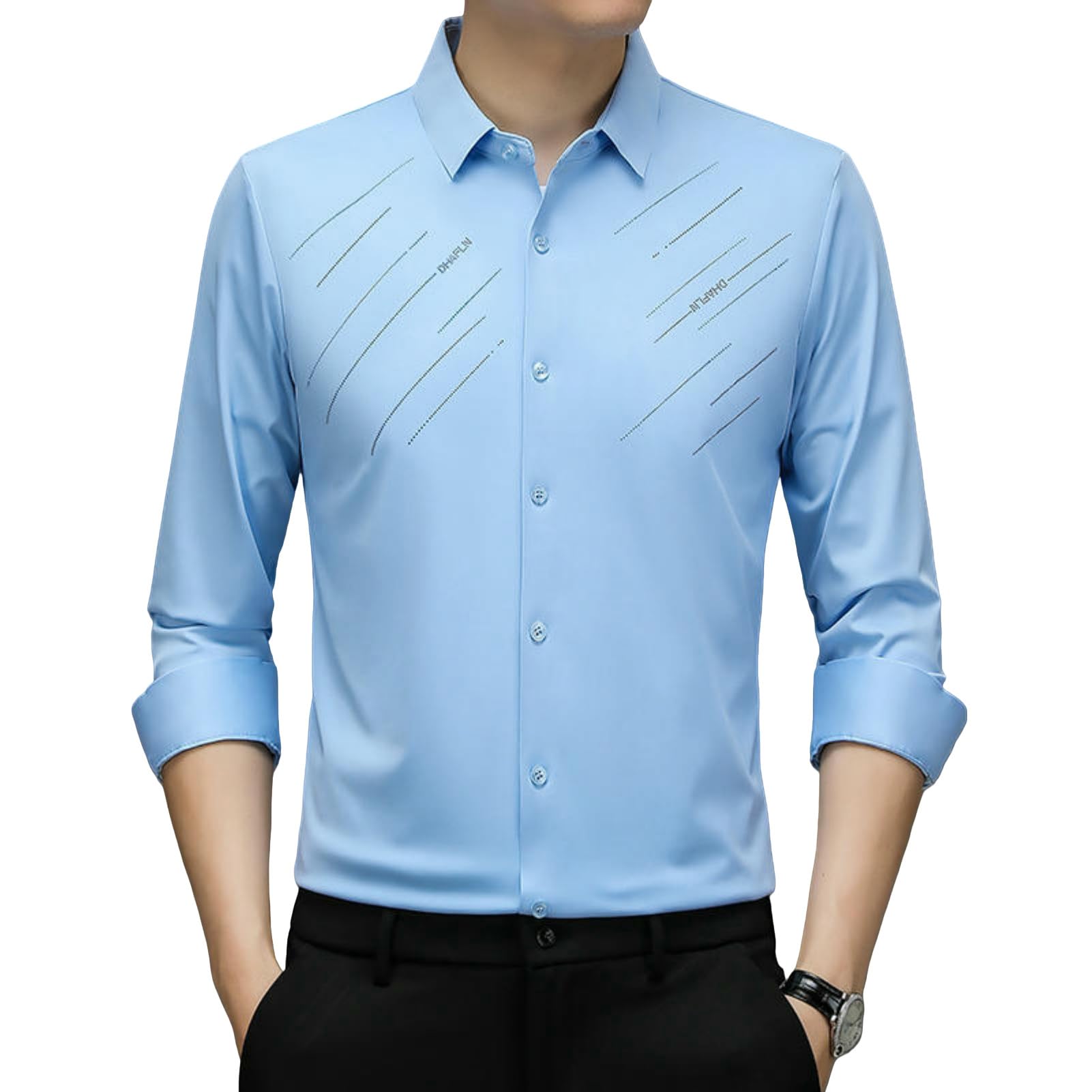 Chemise élastique homme manches longues style coréen décontractée chic - 8