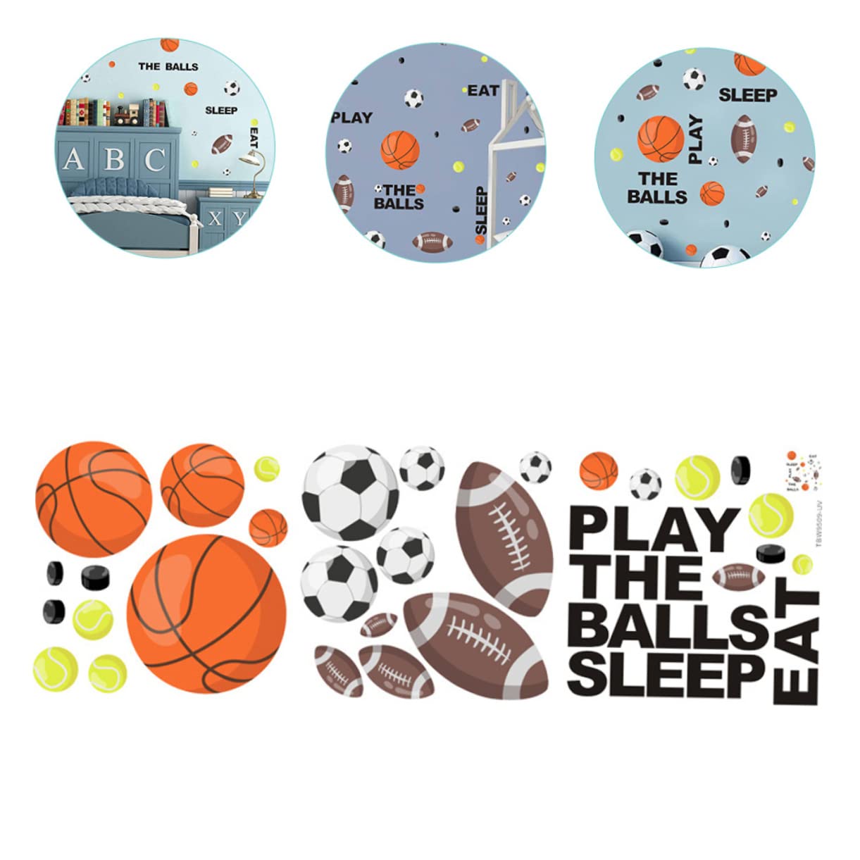 Toyvian 4pezzi Adesivi Murali Decorativi Per Ragazzo Ragazza Stickers Rimovibili Con Motivi Sportivi Di Calcio e Basket Per Camerette e Stanze Dei Giochi