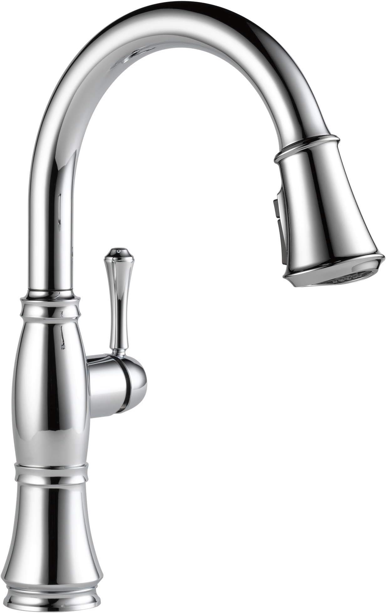 DELTA FAUCET Cassidy Pull Down Kitchen Faucet Chrome, Chrome Kitchen Faucets with Pull Down Sprayer, Kitchen Sink Faucet, Faucet for Kitchen Sink with Magnetic Docking, Lumicoat Chrome 9197-PR-DST