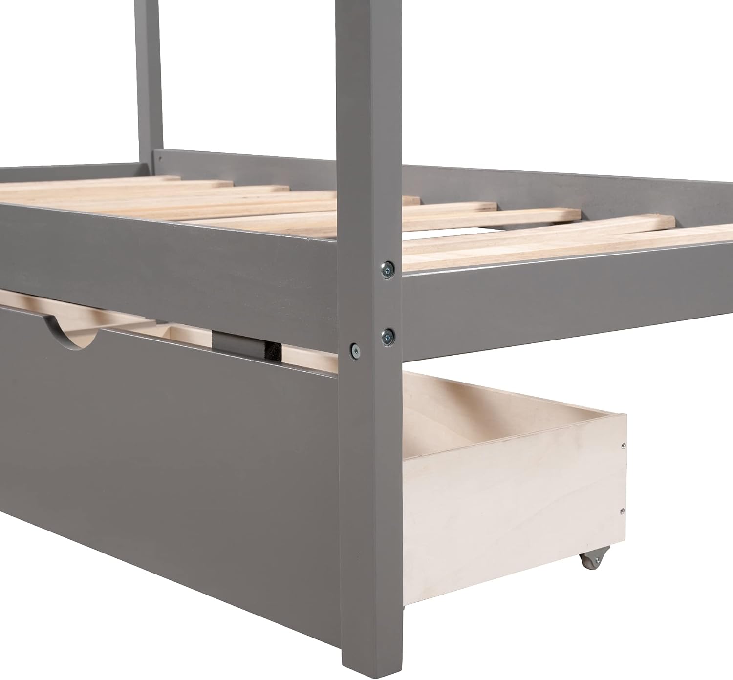 Buy MERITLINE House Bed Frame with 2 Drawers & Roof , Twin Size House