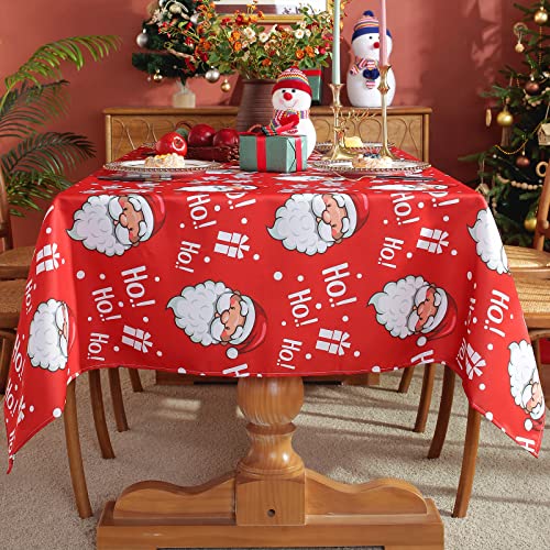 Christmas Holiday Tablecloth for Rectangle Tables, 60 x 102 Inches Winter Spill-Proof Washable Polyester Santa Claus Wrinkle Free Printed Oblong Table Cover,Red Table Cloth for Home, Dinner, Party – Image 4