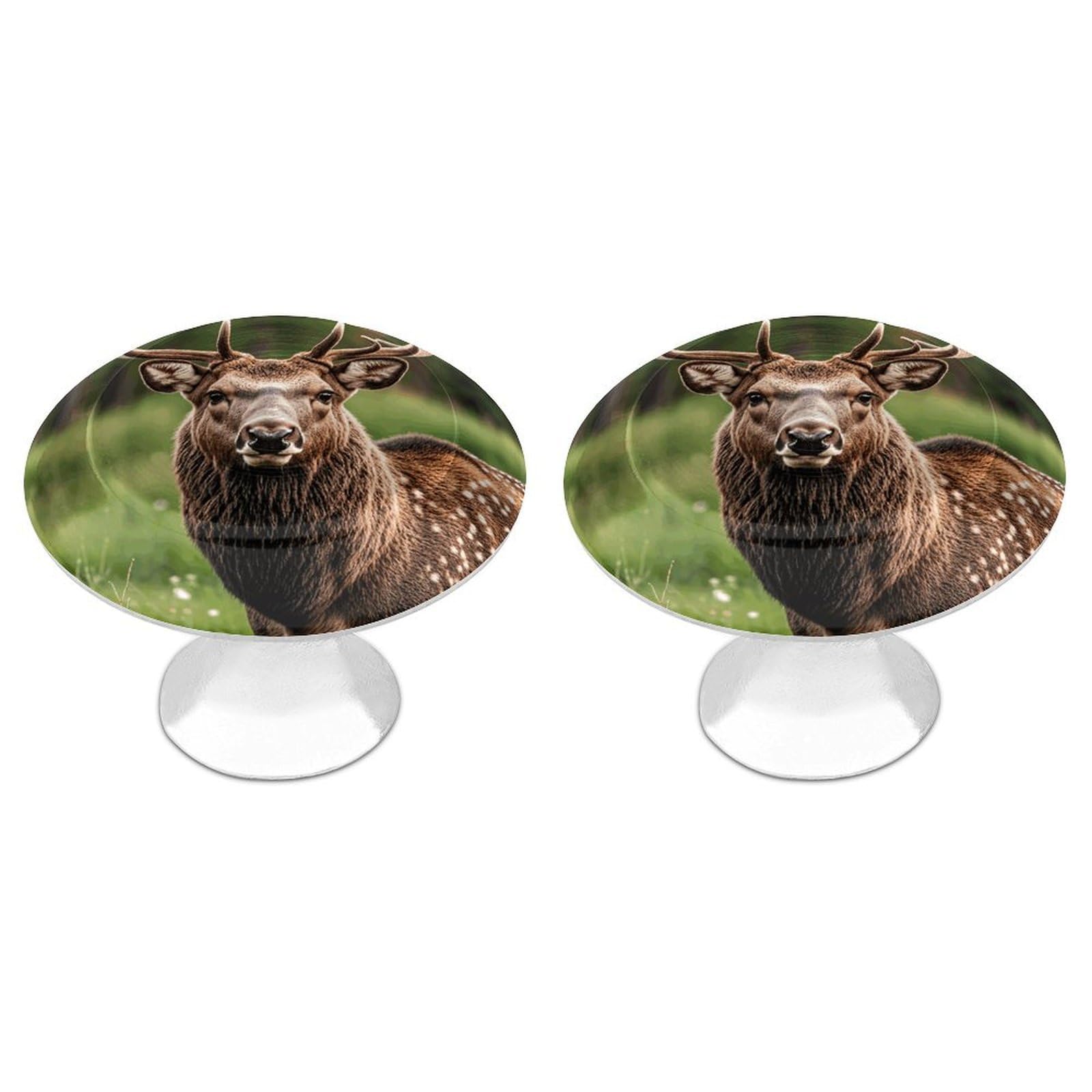 FekiLoot Deer Cabinet Knobs for Kitchen Ornament, Round Zinc Decorative Drawer Pulls for Cabinets Trendy, Dresser Drawers Pulls Bathroom Dresser Knob with Screw