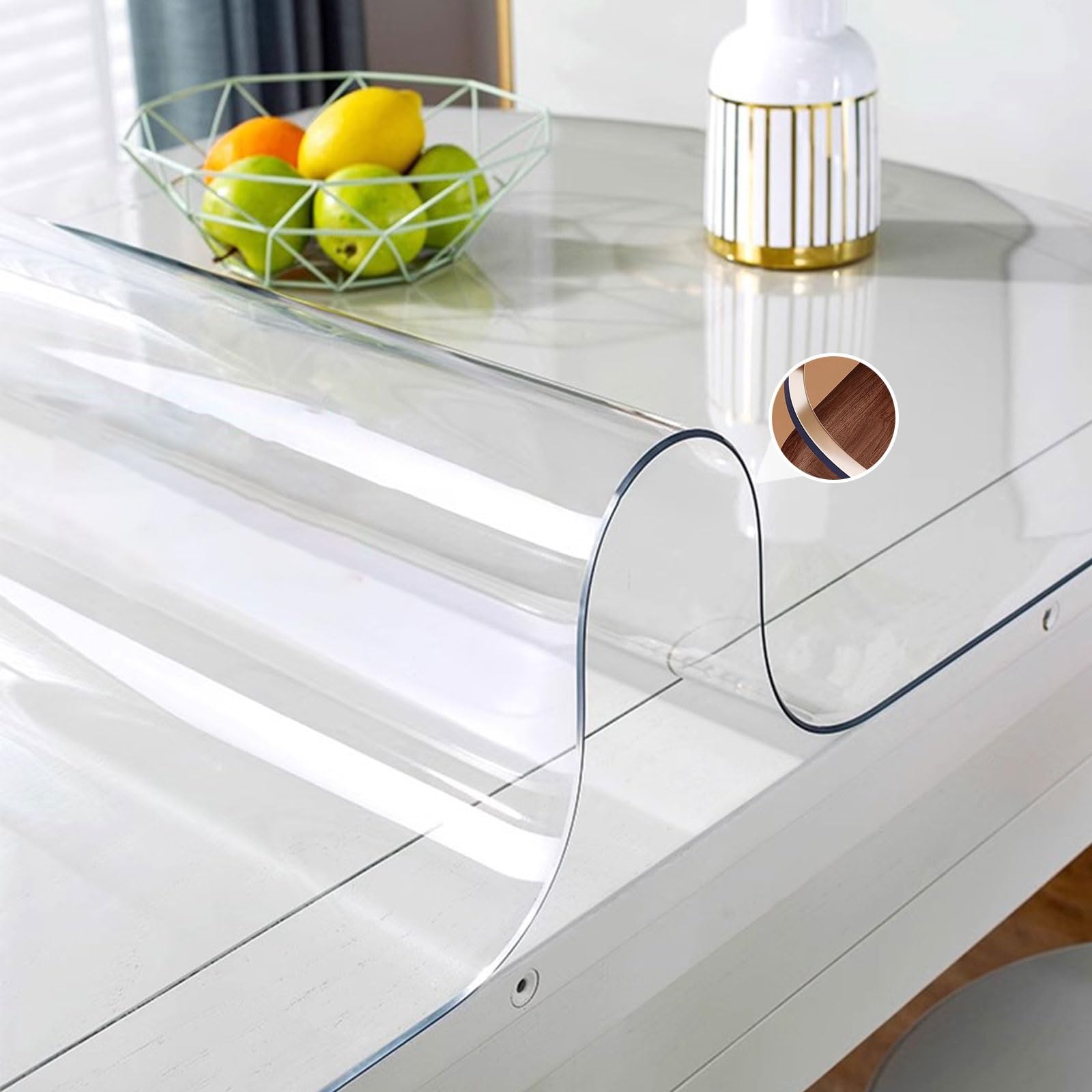 MRVAKDYDI Clear Table Protector, Clear PVC Tablecloth 1.5mm 2mm Waterproof Washable Scratch Heat Resistant Multiple Sizes(Thickness 1.5mm,80x80cm)