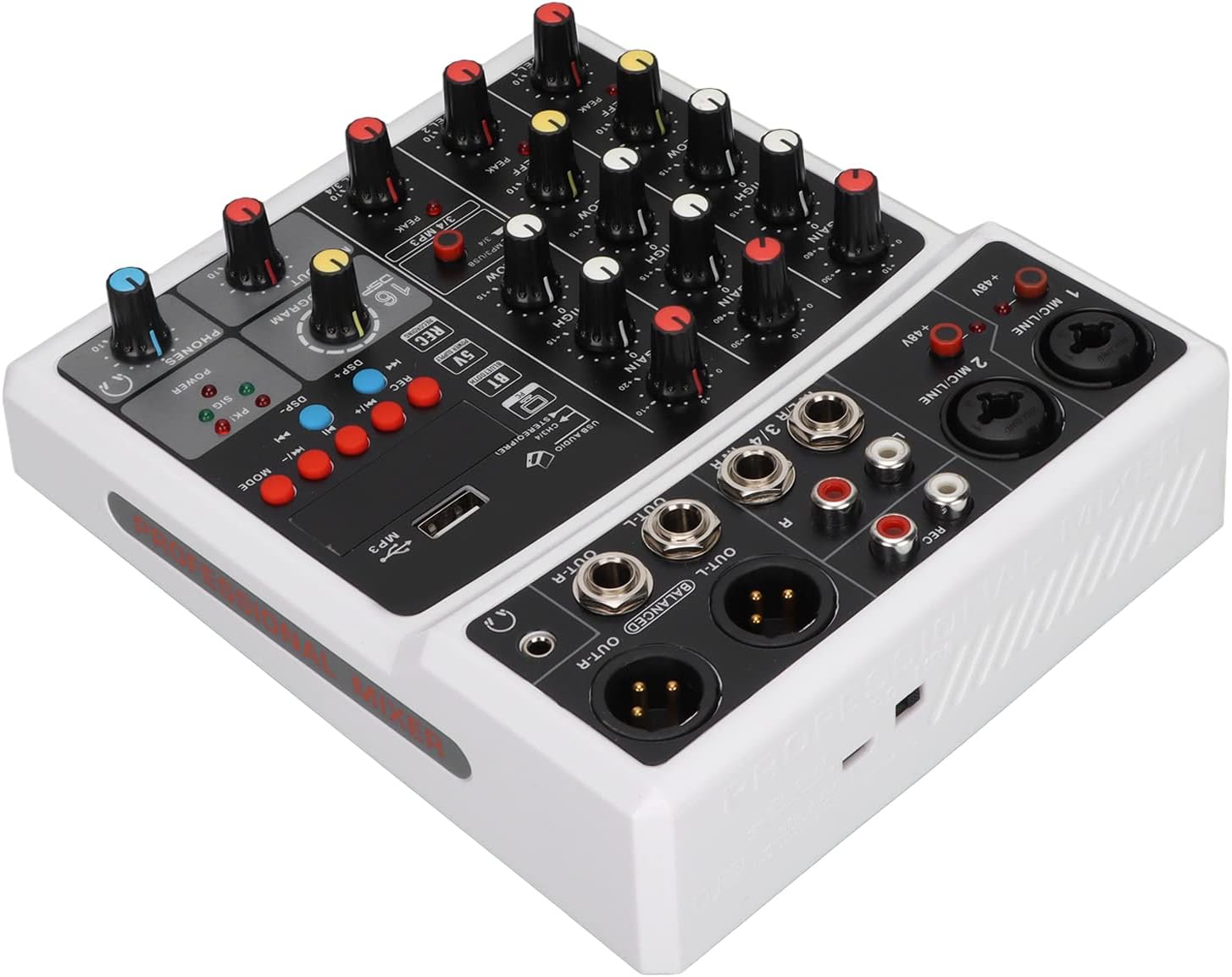 4KanalMixer, 4KanalMischpult ABS 100240V 16 digitale Effekte 48V Phantomspeisung LED