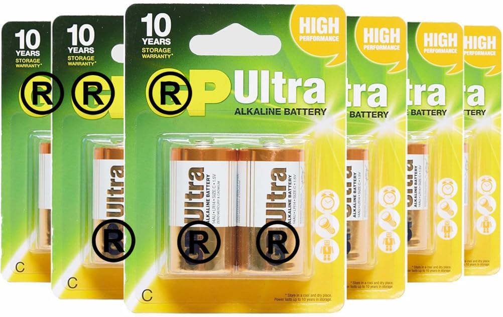 GP Ultra Lot de 12 piles alcalines de type C LR14, AM2, 14A, MN1400, E93, 814 - Longue durée de vie pour appareils haute performance et meilleure performance - 1,5 V