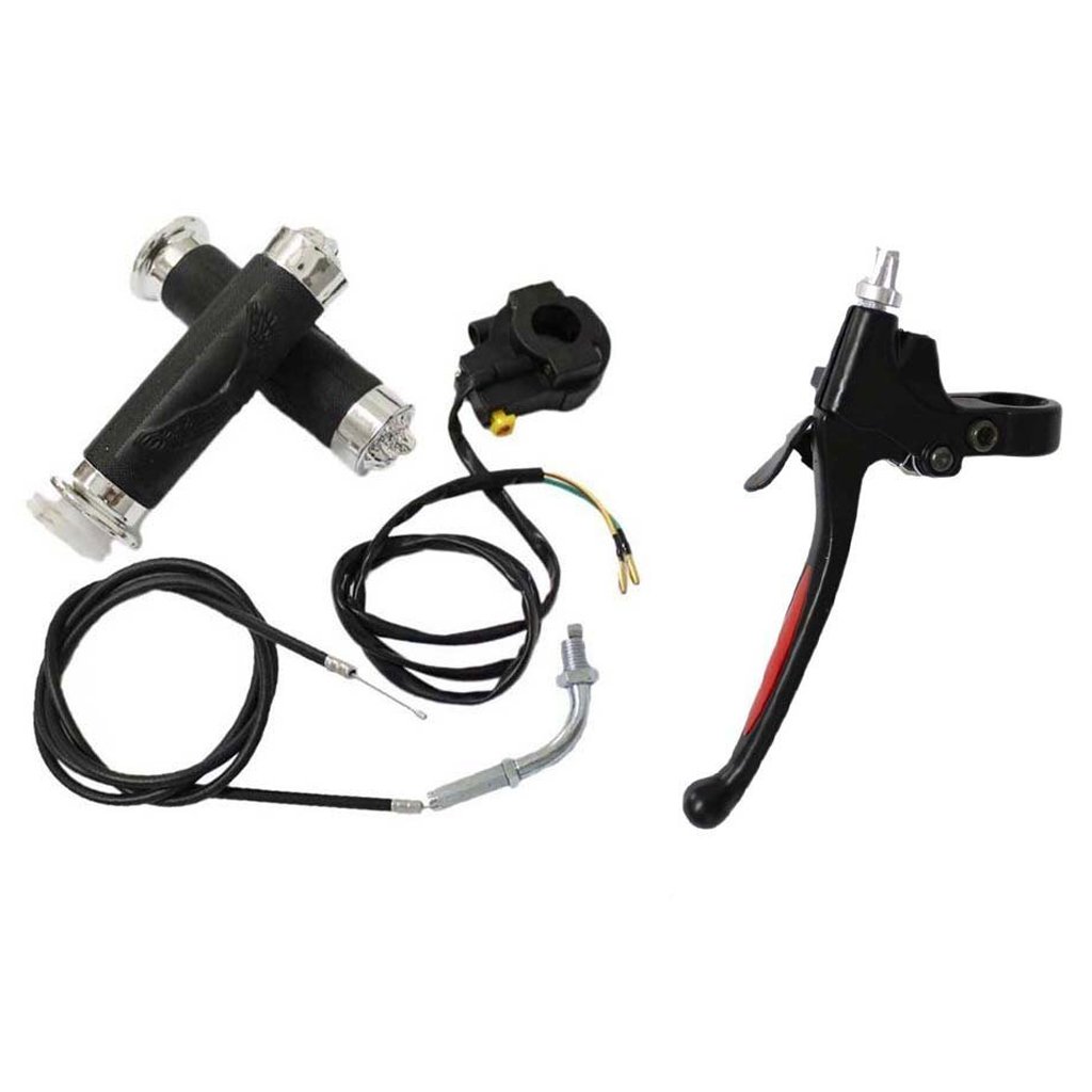 HURI Kill Switch Handle Bar Throttle Cable Clutch Lever for Motorized Bicycle Bike 49cc 66cc 80cc 2 Stroke Engine