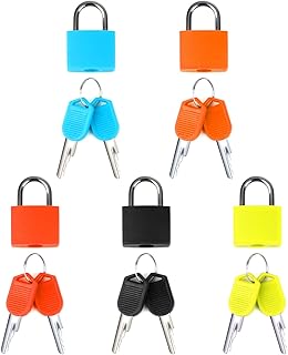 5 Pcs Suitcase Locks with Keys, Colored Small Suitcase Luggage Padlocks with Keys Metal Travel Padlocks for Luggage Backpacks Gym Lockers Laptop Bags Diary Filing Cabinets Toolbox Multicolor