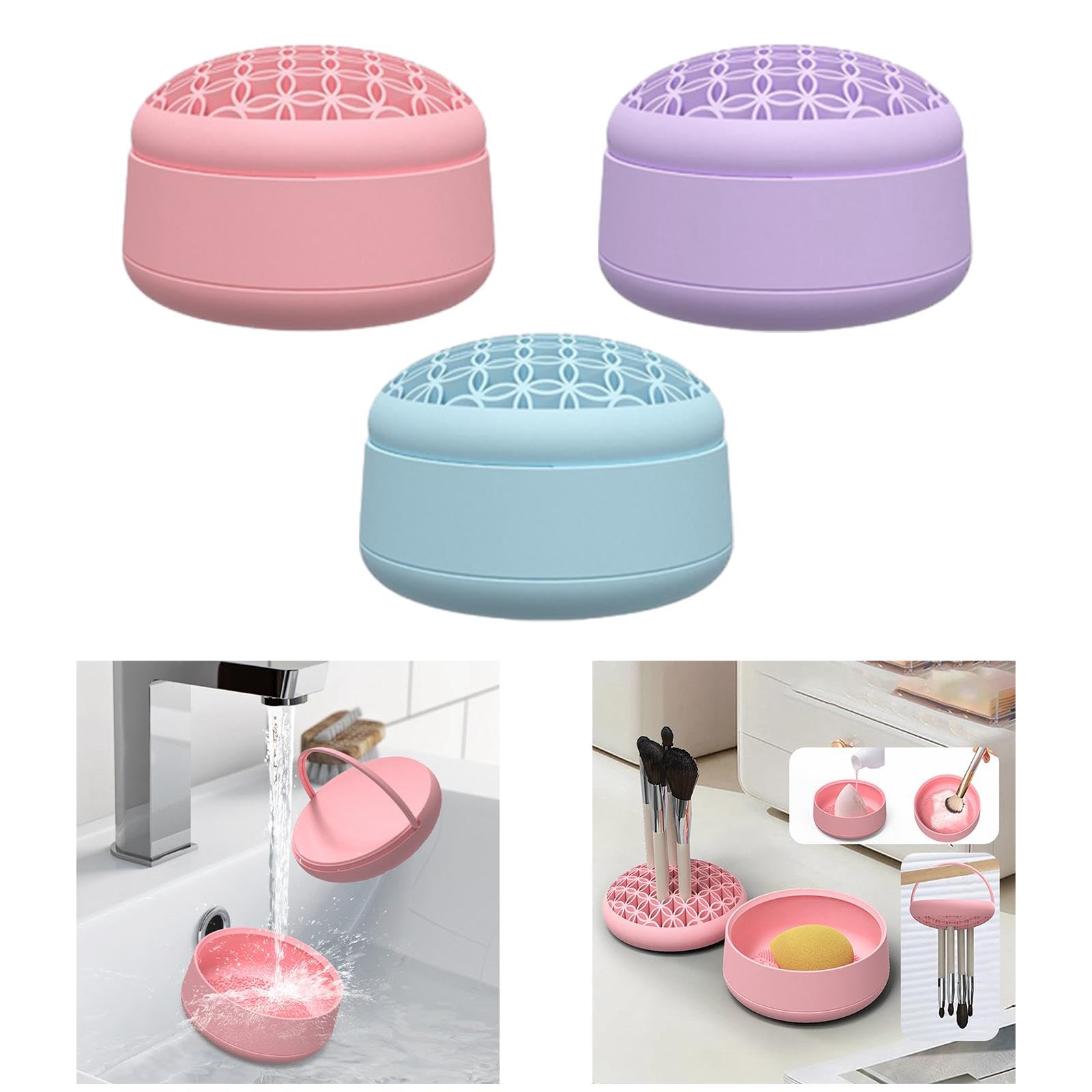 ATORSE® Brush Cleaning Holder Brushes Cleaning Tool Organizer For Brush Art Supplies Pink 4