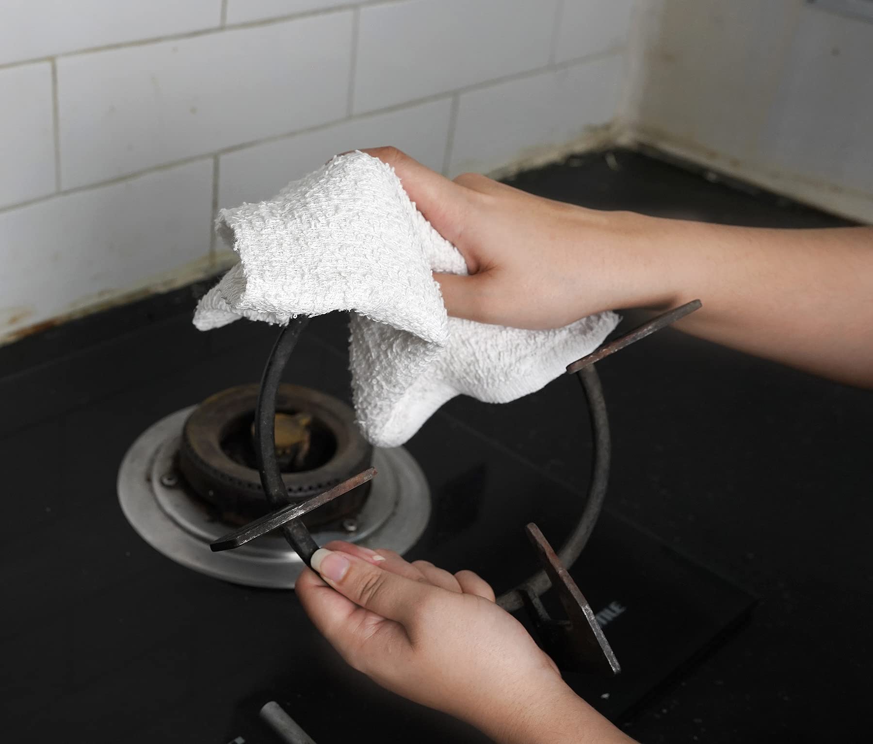 Strofinacci in spugna di cotone al 100%, bianchi, 35,6 x 43,2 cm, confezione da 60 pezzi, morbidi e grandi, per la pulizia, assorbenti, ad asciugatura rapida, multiuso, per ristoranti, negozi, stracci