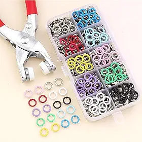 Kit de Botões de Pressão de Metal 9,5mm, 100 Conjuntos Coloridos com Ferramenta de Instalação, Pinos de Pressão para Reparo