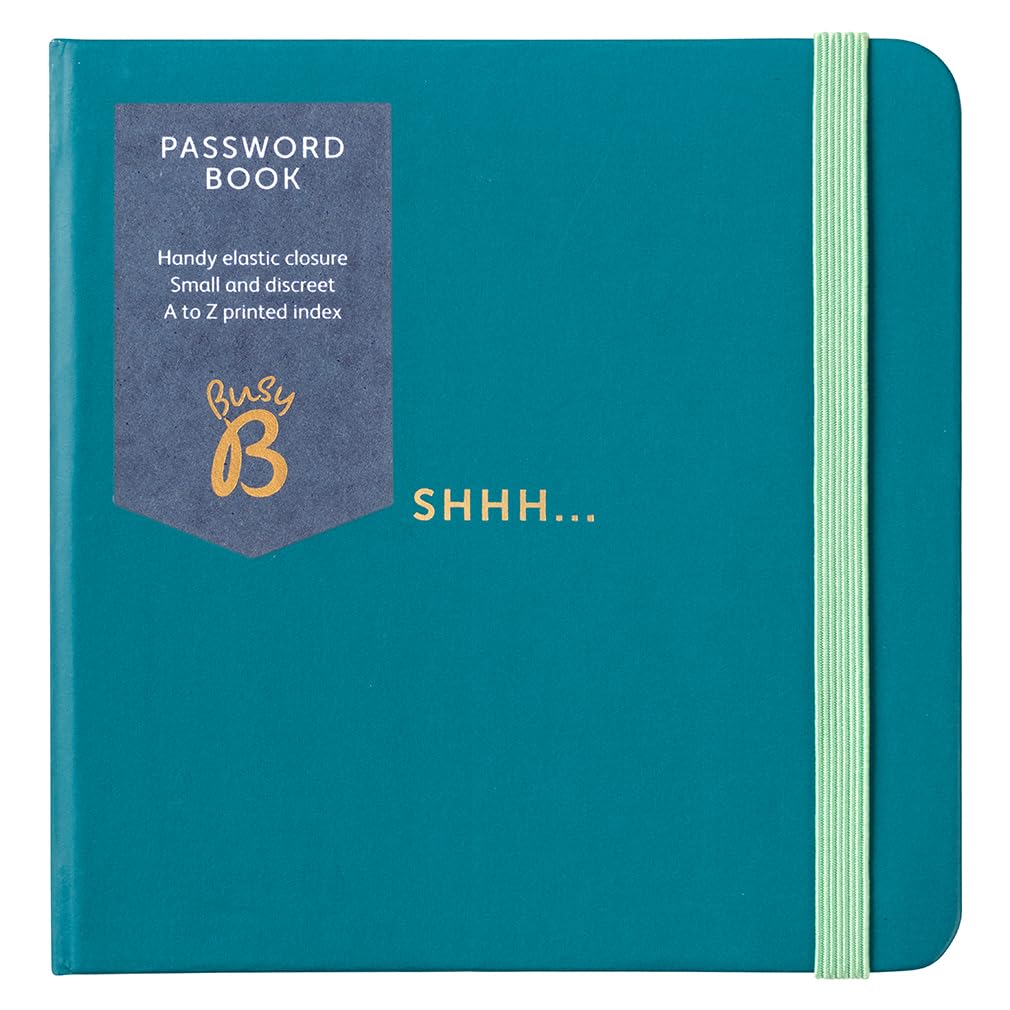 Busy B Password Book, Teal Cover, All your Internet Passwords in One Place, Store a Maximum of 186 Internet Login Details
