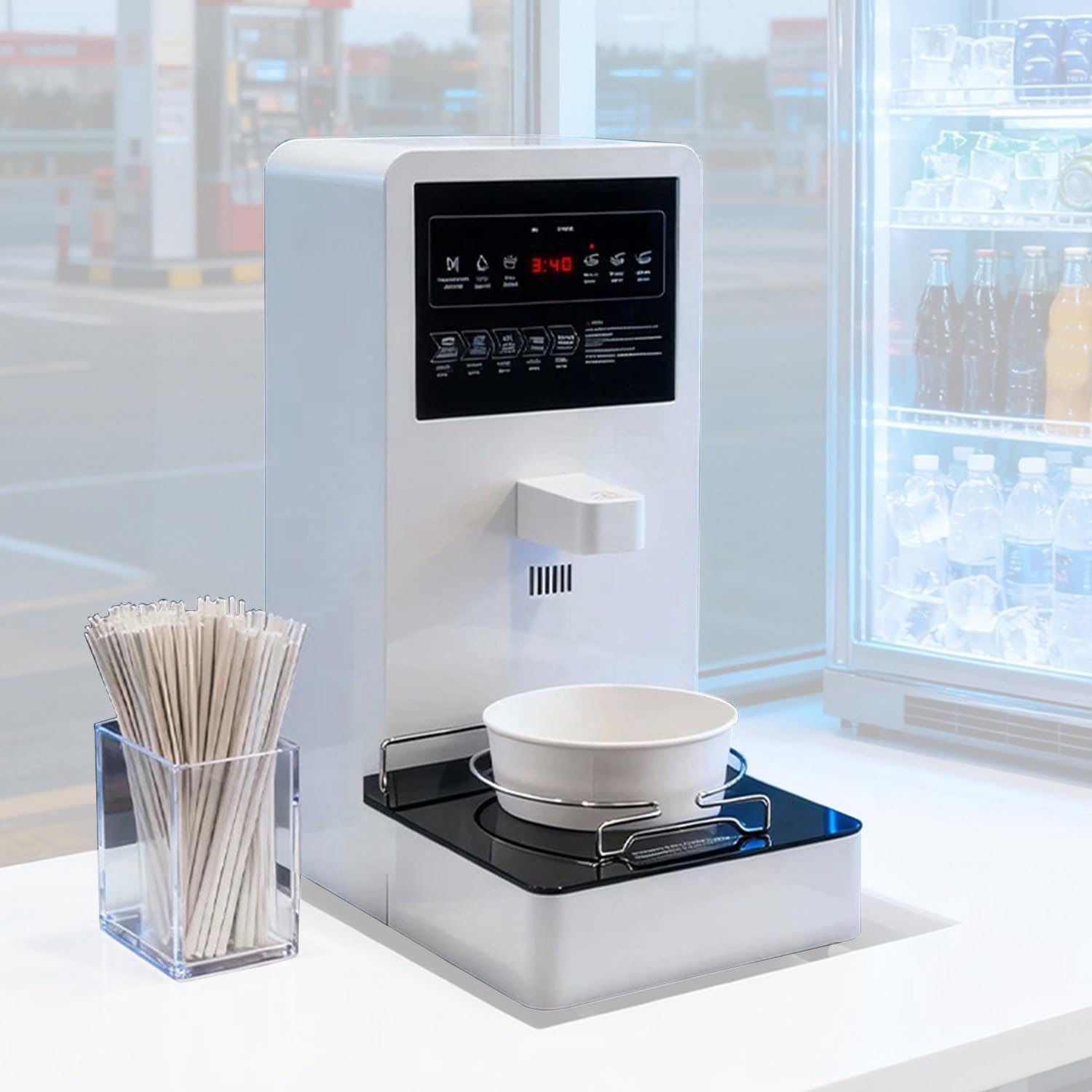 Kjzqxyx Self-Service Instant Noodle Machine,Noodles Cooking Machine,Automatic Water Volume/Adjustable Heating Time Anti-Dry Burning Reminder (Machine)