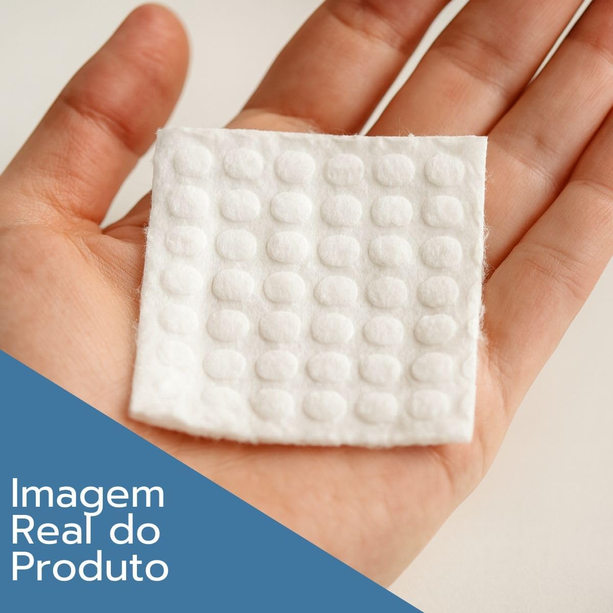 Quadradinhos de Algodão com 120 unidades 100g Farol Para Maquiagem Manicure Limpeza Facial Tamanho Quadrado Pequeno 5,5x5cm