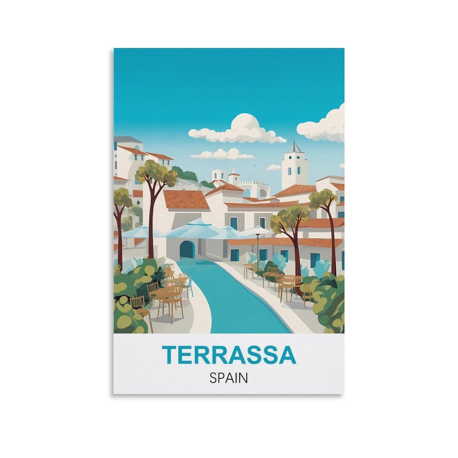 EZMLFA 5D Diamond Painting Kits,Terrassa Spain Diamond Art Kits Adults, Create Your Own Diamond Painting Full Drill Gifts for Home Decor 40x50cm