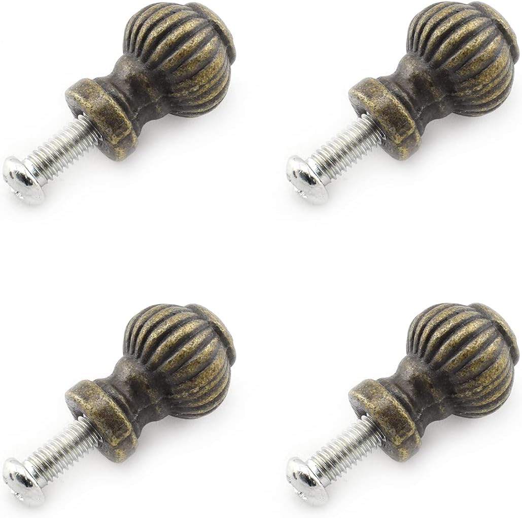 SDTC Tech 4-Pack Antique Lantern Pull Handle Mini Bronze Old Fashioned Drawer Knobs with Screws for Cabinet/Dresser/Cupboard/Jewelry Box/Gift Box - 14 x 19 mm