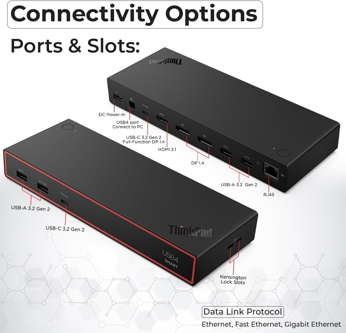 40BF0100US USB4 Docking Station for Laptops with 135W Adapter, HDMI, DisplayPort, USB C Cables & Cloth- Docking Station