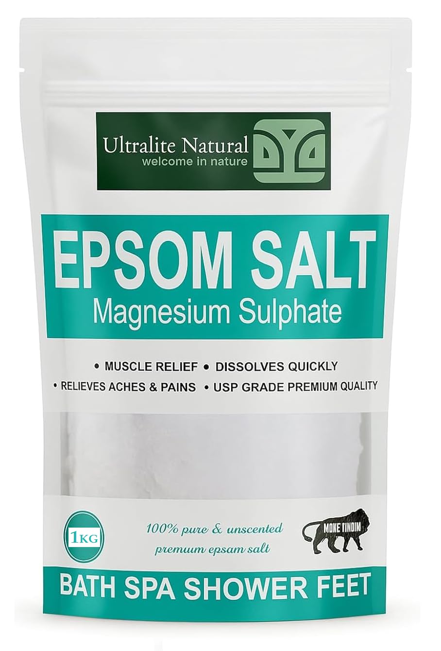 Ultralite Essentials Epsom Salt 1 kg |100% Naturals| Non Carcinogenic | For refreshing bath soak, relieves aches & Muscle pain-picture-51