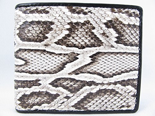 Genuine Python Snake Skin Leather Bifold Wallet ([B1] 6 Card Slots + 2 ID Windows + 2 Compartment for Bills, Burmese Natural)2