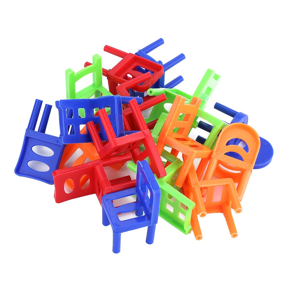 Game of 18 Units, Stackable Chair, Toy, Stackable Plastic Minister, Smart Toys for Children