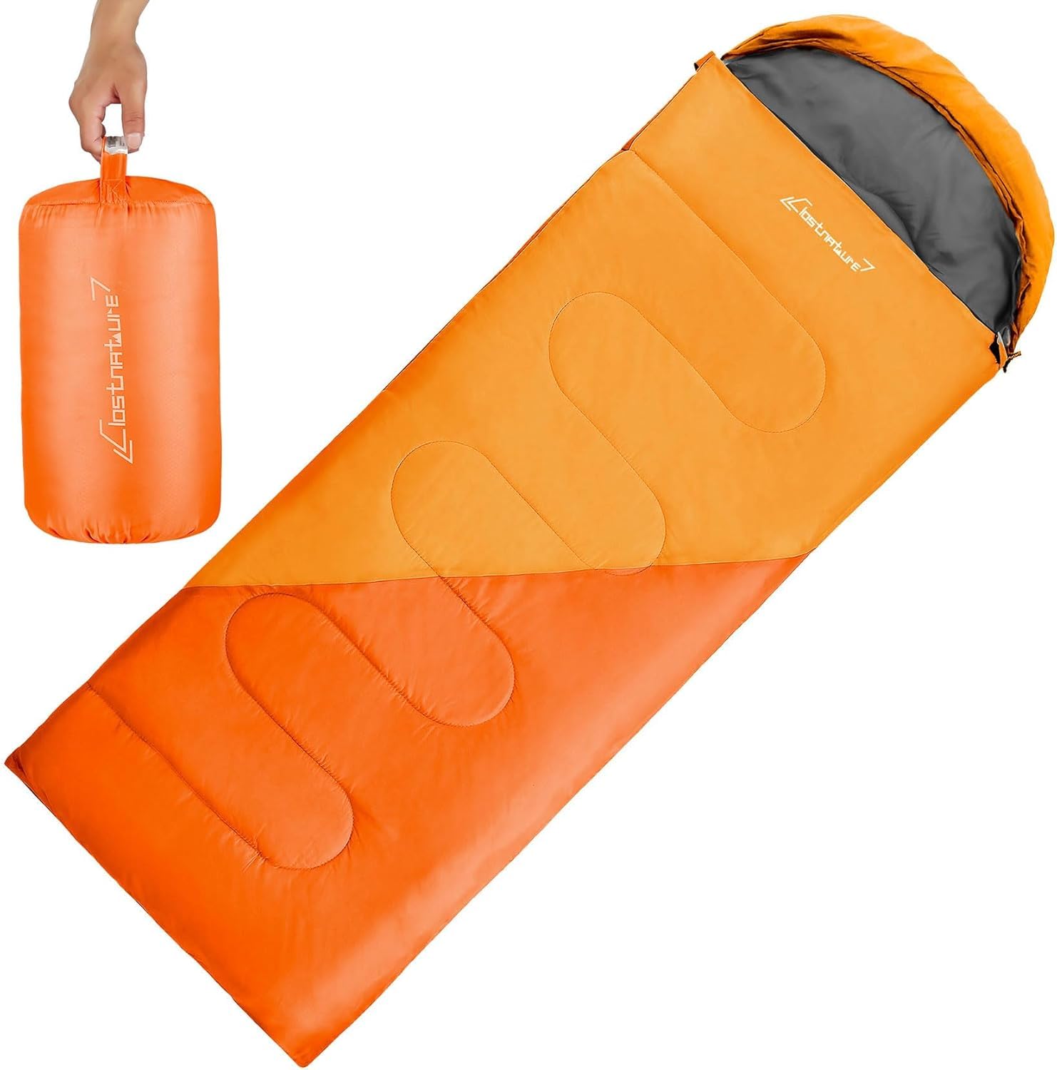 Clostnature Leichter Camping Schlafsack, 3-4 Jahreszeiten Deckenschlafsack | Outdoor Schlafsack Kleinem Packmaß, Schlafsäcke für Erwachsene, Sommer, Winter, Warm, Packsack, Reisen(Reißverschluss links)