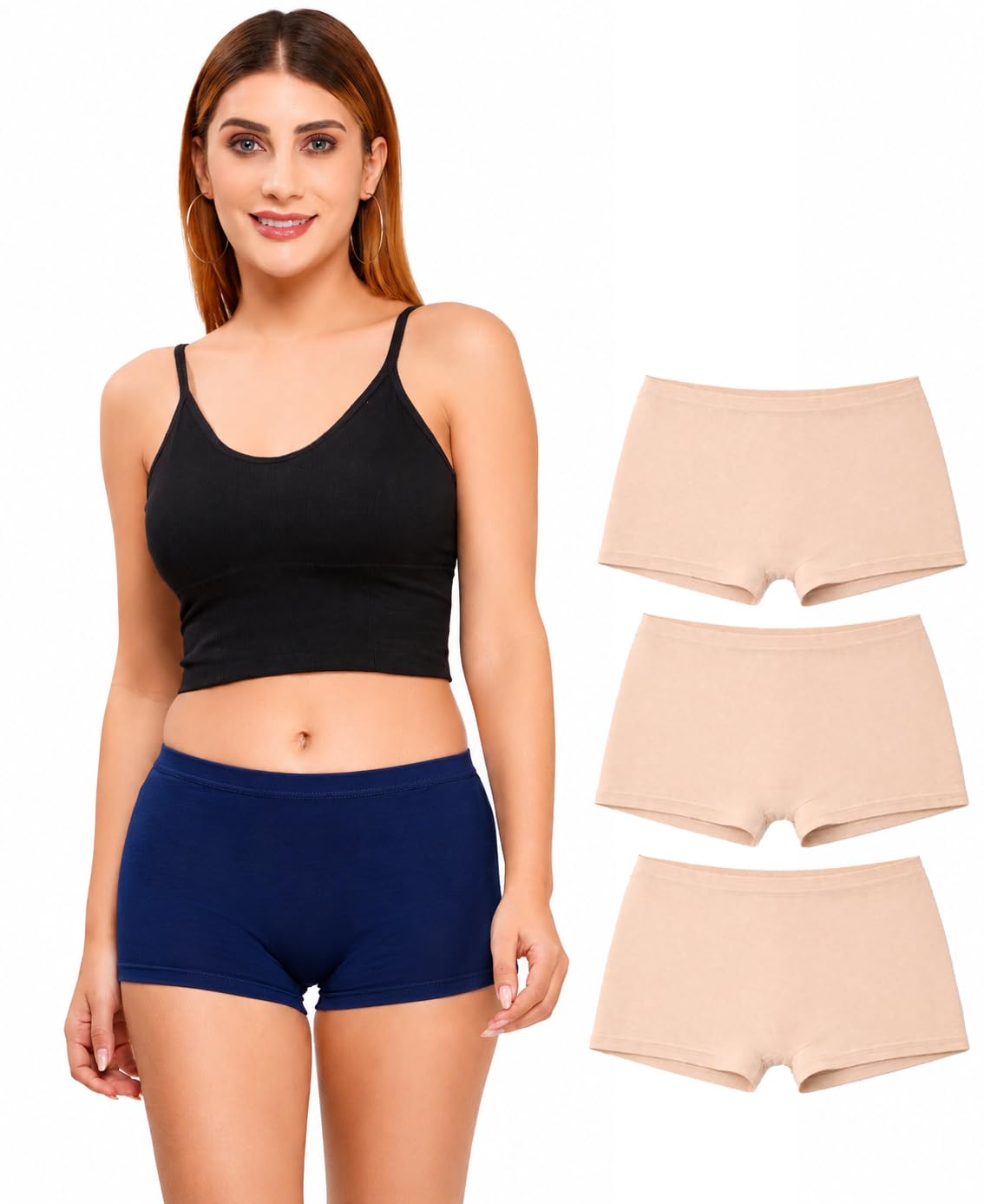 NICSY Women's Boy Shorts Underwear Antibacterial Micromodal Airsoft, Soft Viscose Cotton|Boy Short - Non-Itch, No Chafing, Sweat-Proof Comfort (Combo Pack-3)