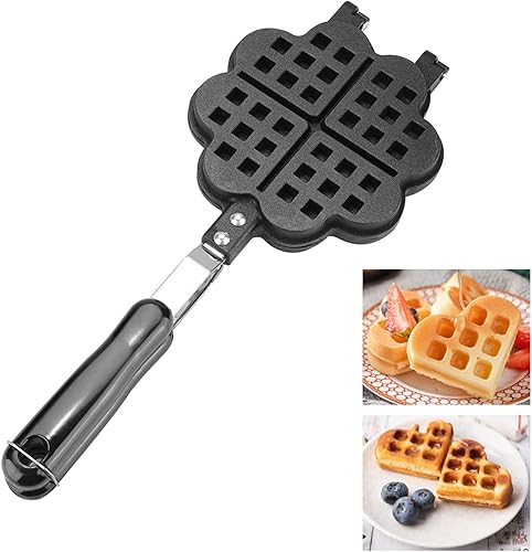 Miniatura 9 de Sartén para gofres en forma de corazón, forma de corazón, cocina para el hogar, cocina, antiadherente, waflera para hacer waffles, molde para hornear