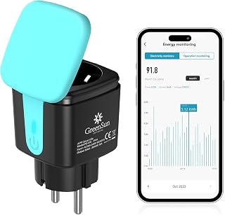 GreenSun WLAN Steckdose Outdoor, Smarte IP44 Außensteckdose mit Strommessung, Zeitschaltuhr & App-Steuerung, Alexa & Google Home kompatibel, 2,4 GHz WiFi, 16A, für Garten, Balkon & Beleuchtung 1 Stück