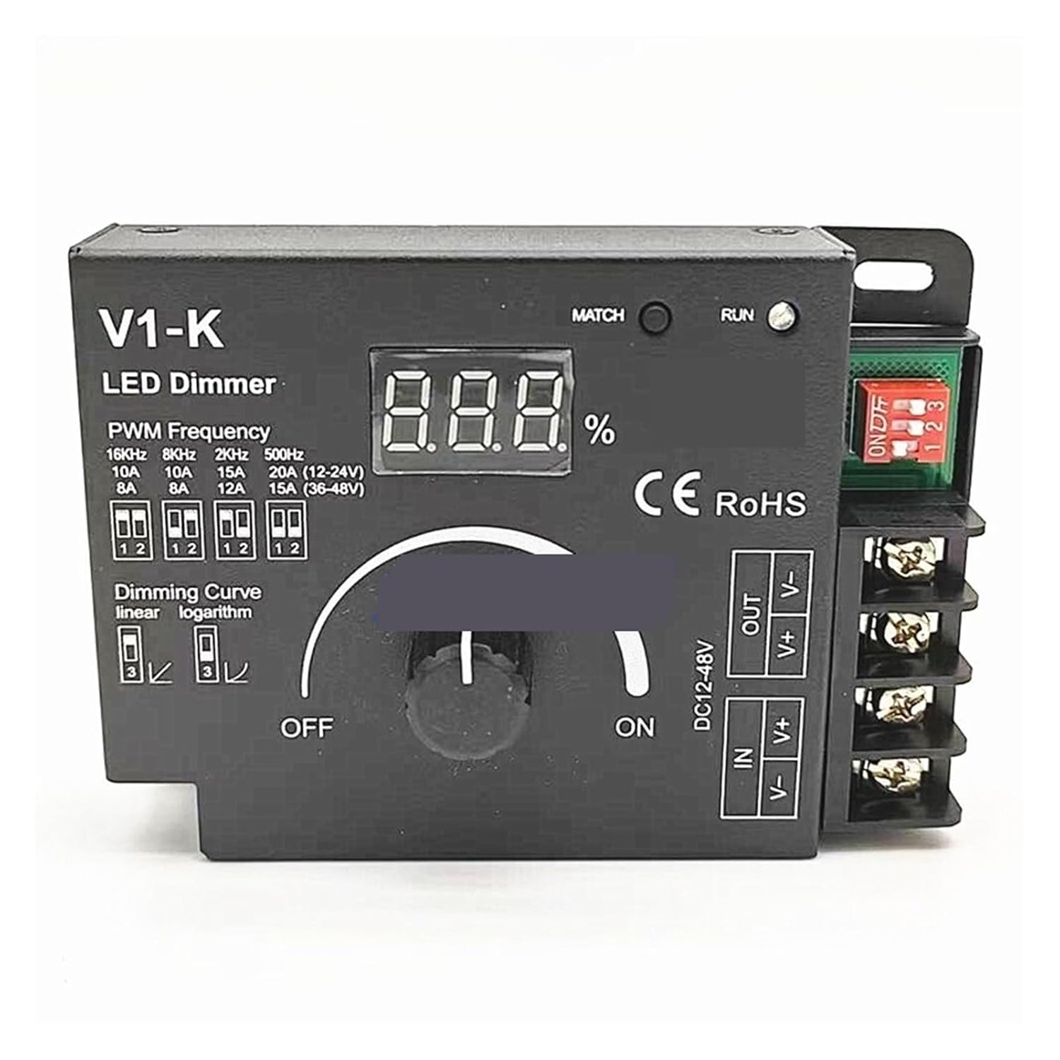 LED knob dimmer Digital Tube Percentage Brightness Supports 2.4G Remote Control PWM dimming Frequency Optional 20A | Dimming remote control