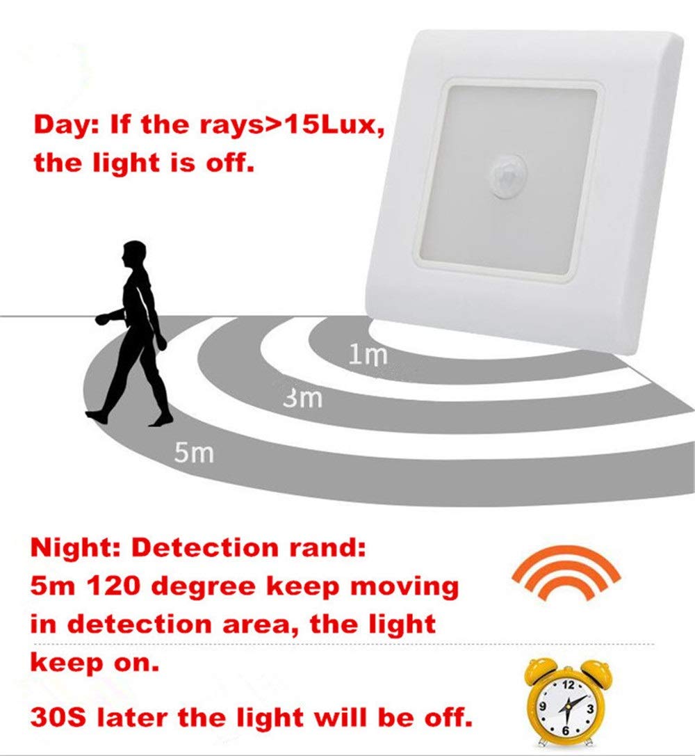 RAGGZZ Sensor de Movimiento Led Luz Led Infrarrojo Cuerpo Humano Inducción Empredada en Escalones Lámparas de Pared de Escalera Luces Nocturnas/Gold No Sensor/Cool White