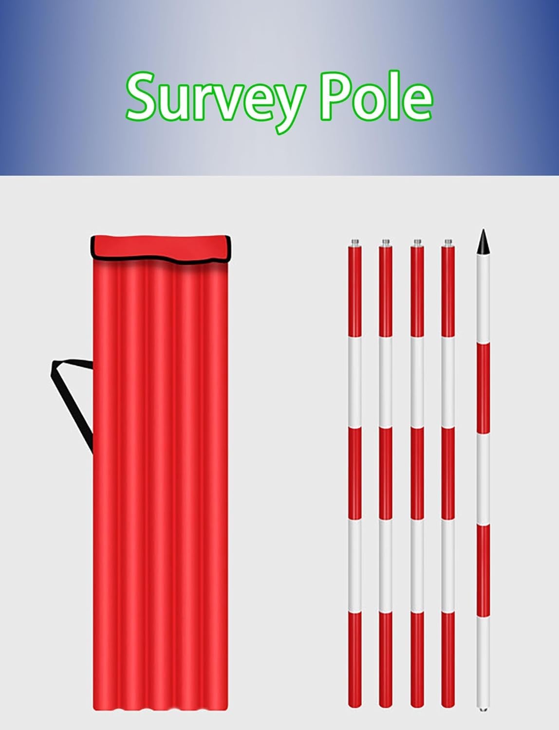 Cinta métrica Ligera Poste topográfico de Aluminio con Varilla de centrado Desmontable | 2 meters (6.56 ft)