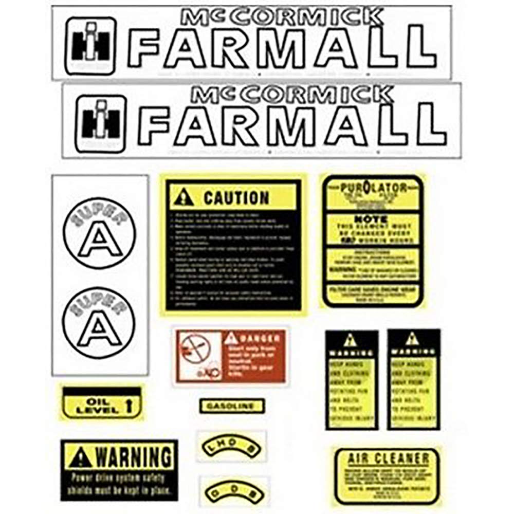 RAParts FA601SB DIHCSA Hood Decal Set Fits Farmall Fits Case-IH Harvester Tractor Super A