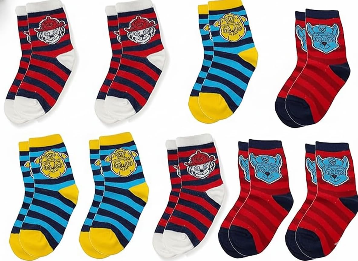 SRV Hub Paw Patrol Kids Socks 9 Pairs Cotton Rich Baby Toddler Socks Boys Girls 6-18 Months Soft Breathable Mid Calf Socks Multipack UK 3-5.5 EU 19-22 Comfortable Everyday Wear