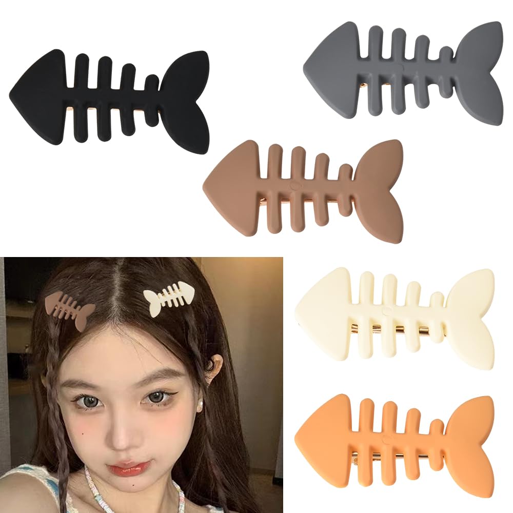 Fish Bone Hair Clips Cute Fish Shaped Hair Barrettes for Women Girls Geometric Hairpins for Short Long Hair Accessories Fishbone Alligator Hair Clips