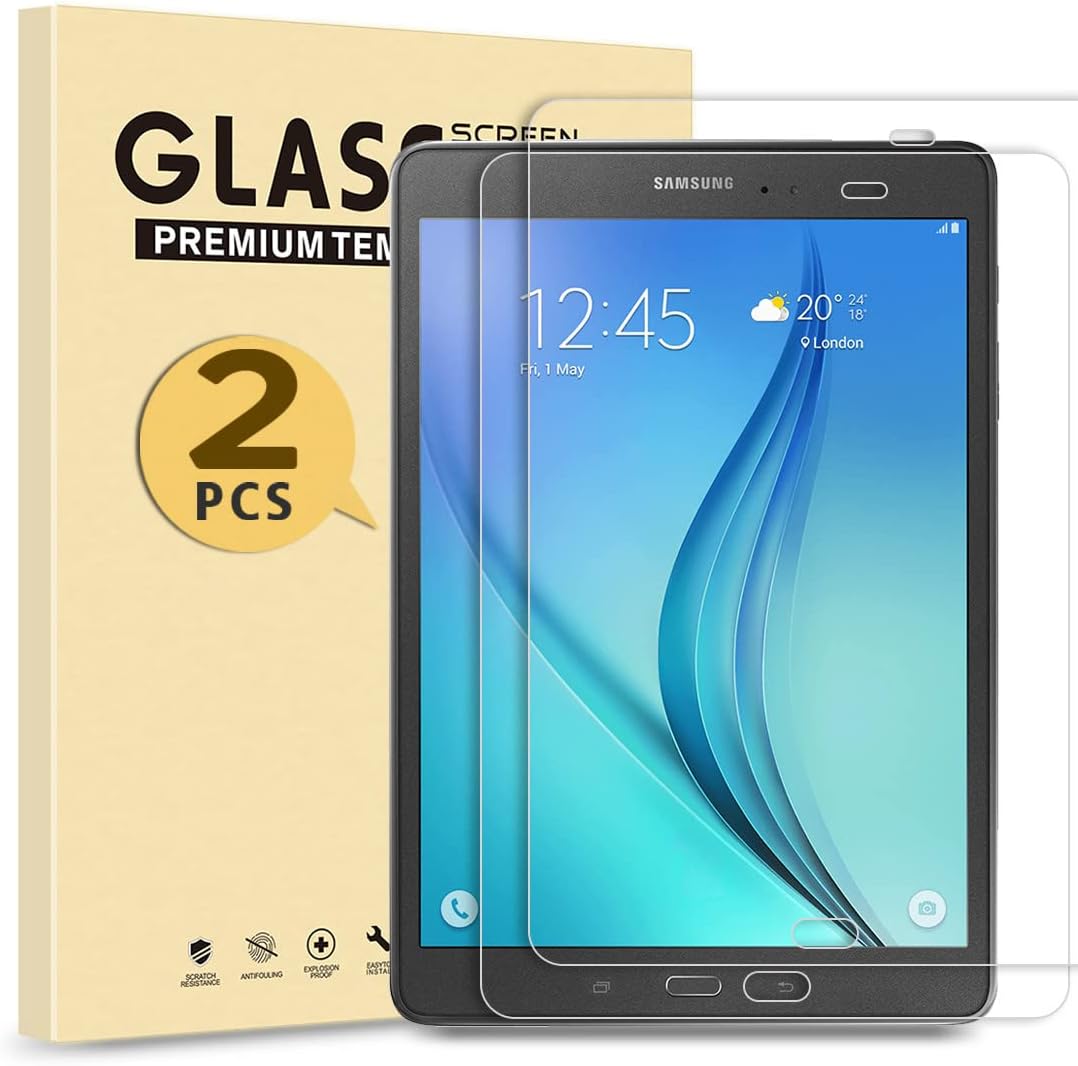 Screen Protector Tempered Glass for Samsung Galaxy Tab A 9.7 inch (2015 Version) SM-T550 SM-T551 SM-T555 SM-P555 SM-P550 Tablet Protective Film 9H, 0.33mm, Anti-Bubble,Anti-Scratch, 2 PCS