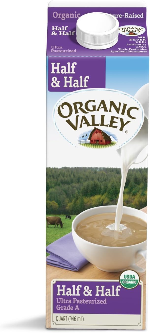 Organic Valley, Half & Half, Ultra Pasteurized, Organic, Quart, 32 oz