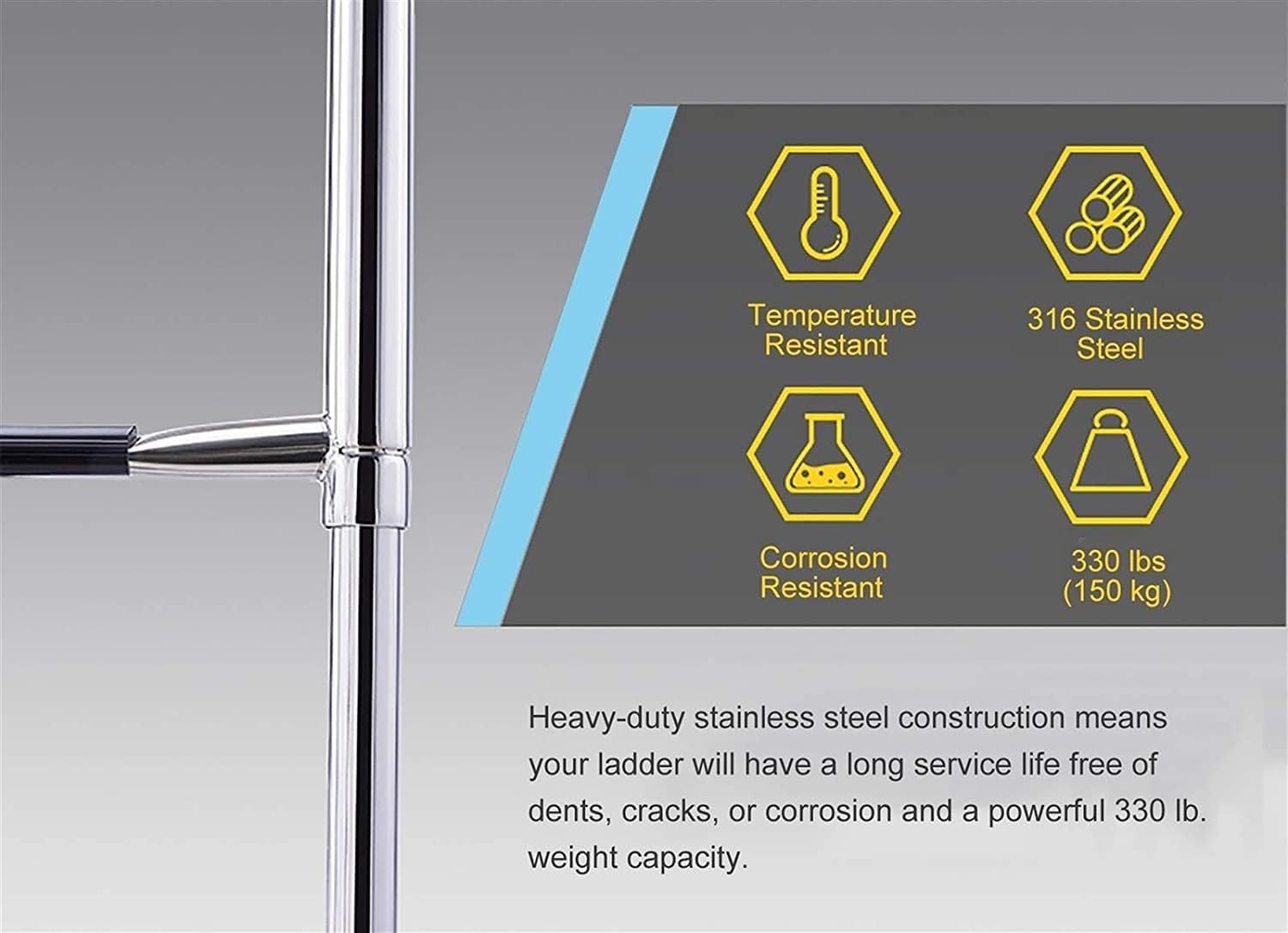 Dock Boat Ladders 2 Steps Pontoon Boat Ladder with Swimming Platform & Handrail, Stainless Steel Swim Deck Ladder, Outboard/Marine Yacht Extension Ladder
