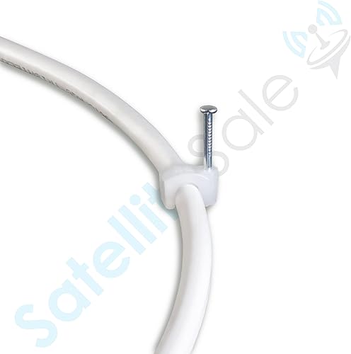 Miniatura 3 de SatelliteSale Clips redondos blancos de una sola uña para Ethernet, coaxial, cable telefónico, gestión de cables de TV, 100 unidades