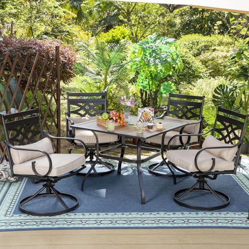 Image of PHI VILLA 37 inch Patio Table for 4, Metal Table w /Polywood Top