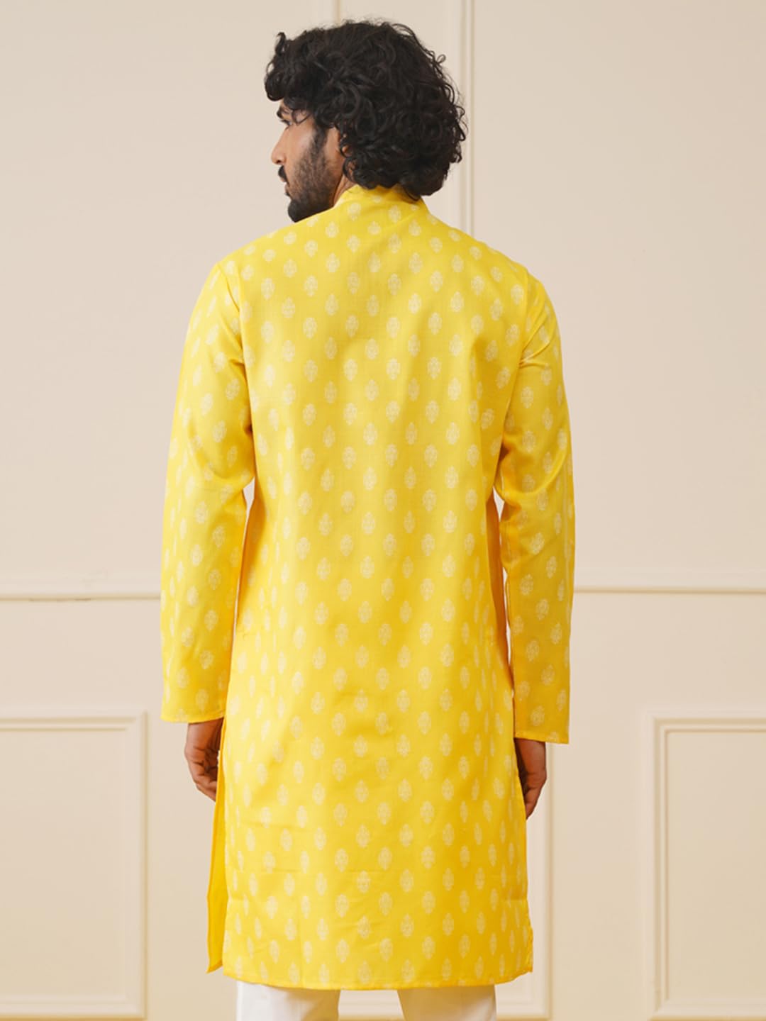 Jompers Men's Lemon Floral Printed Kurtas (Lemon, Xl)